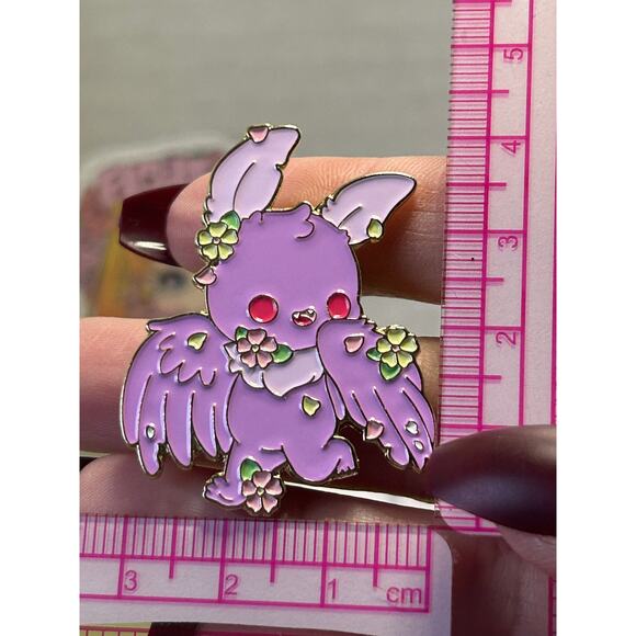 Bright Bat Enamel Pin Purple Bat Flower Mothman - Picture 2 of 10